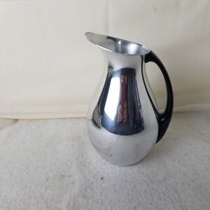 Vntg Aluminum Pitcher Black Handle Mid Century Modern‎ Puralum PotugalBeverage